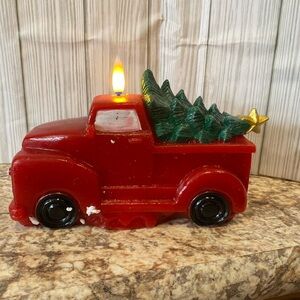 Red Truck Candle light with Christmas Tree